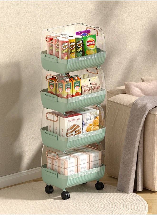 NKX 4-Layer Floor-Standing Kitchen Storage Rack with Removable Vegetable Basket  - Image 2