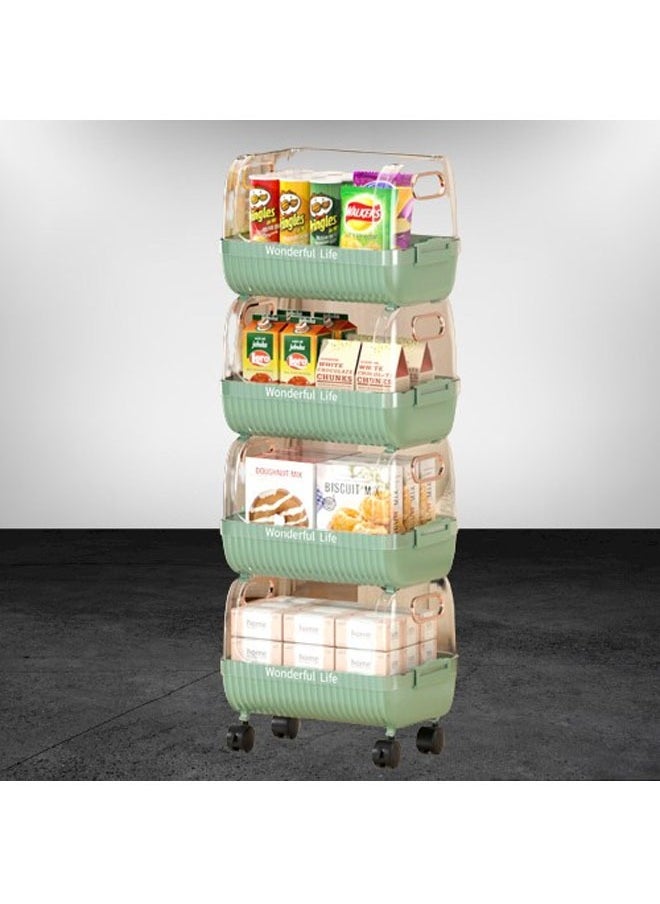 NKX 4-Layer Floor-Standing Kitchen Storage Rack with Removable Vegetable Basket  - Image 4