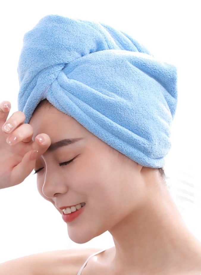 gem Microfiber Hair Towel for Curly Hair Turbans for Wet Hair Drying Towels Fast Dry Hair Towel Wrap for Women 26 Inch10 Inch Blue - Image 1