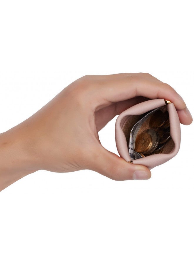 Travelambo Travelambo Leather Squeeze Coin Purse Pouch Change Holder For Men & Women (Access Pink Champagne)  - Image 3