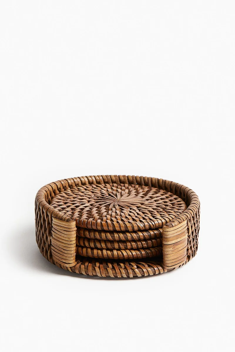 H&M 4-pack rattan coasters