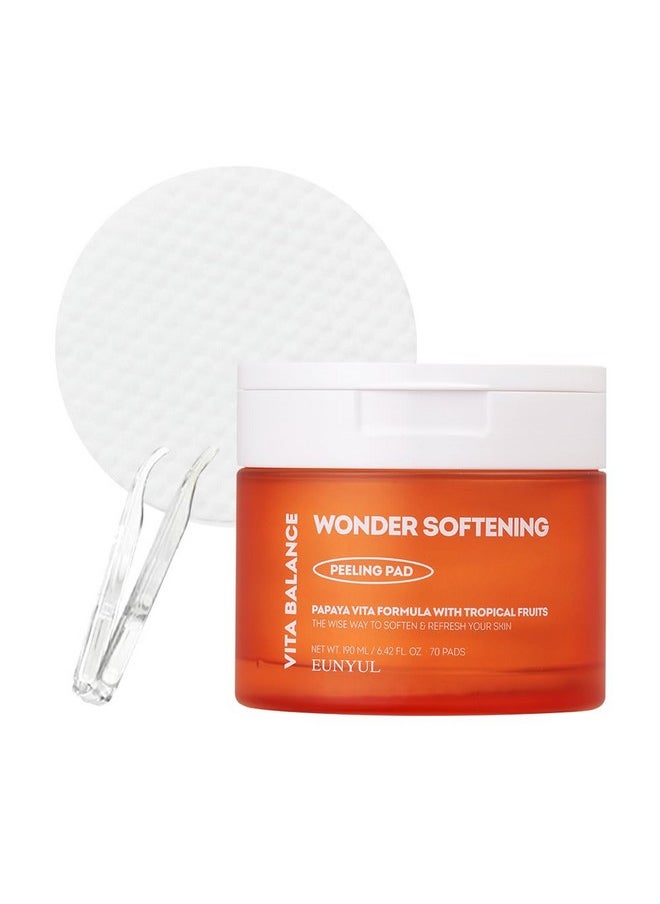 Eunyul Vita Balance Wonder Softening Peeling Pad 70 Pads / 6.42 Fl. Oz. Pha Lha Cica Korean Skincare  - Image 1