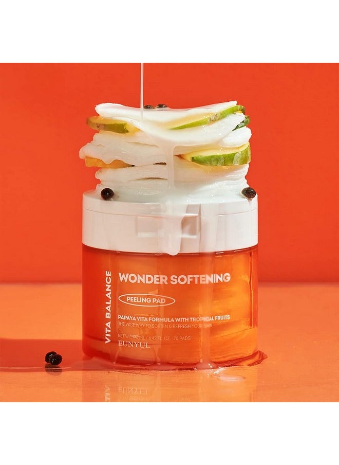 Eunyul Vita Balance Wonder Softening Peeling Pad 70 Pads / 6.42 Fl. Oz. Pha Lha Cica Korean Skincare  - Image 4