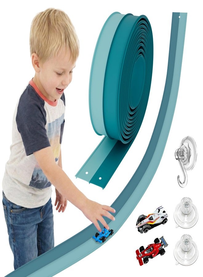 MASSRT 15 Ft Flexible Race Car Track for Kids with 3 Cars, Dual-Color Track Compatible with Diecast 1/64th Cars, 3 Strong Suction Cups, Bendable Car Ramp Track Racing Toy for Toddlers Ages 3+ - Image 1