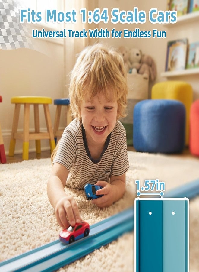 MASSRT 15 Ft Flexible Race Car Track for Kids with 3 Cars, Dual-Color Track Compatible with Diecast 1/64th Cars, 3 Strong Suction Cups, Bendable Car Ramp Track Racing Toy for Toddlers Ages 3+ - Image 3