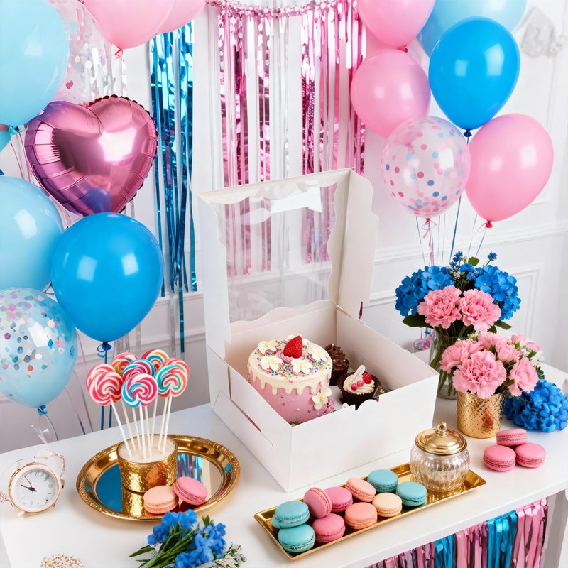LOKQING 4 Packs Bento Cake Box with Cupcakes, 1+5 Cupcake Box Combo with Clear Window,Fit 5 Cupcakex and 1 Mini Cake for Wedding Birthday Party Baby Shower Baking Supplies - Image 2