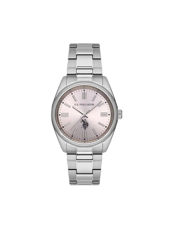 U.S. Polo Assn. Stile 34mm Women's Watch with Pink Dial & Stainless Steel Bracelet