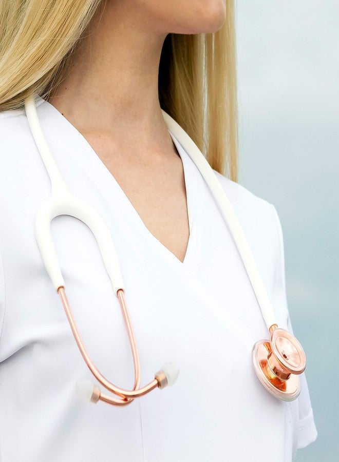 MDF Instruments, RoseGold MD One Stainless Steel Stethoscope, Adult, White Tube, RoseGold Chestpieces-Headset, MDF777RG29 - Image 3