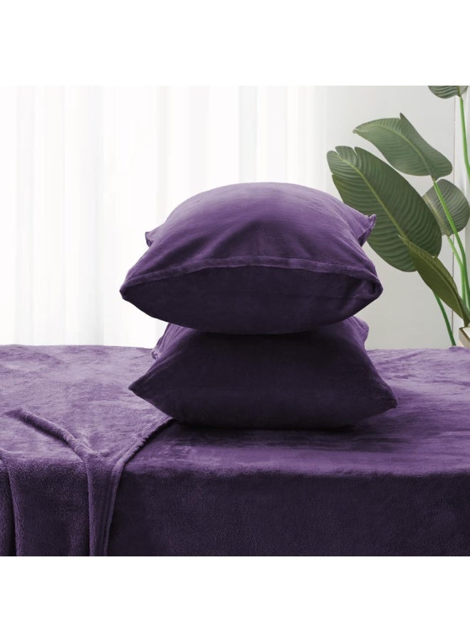 BEDELITE Flannel Sheets Twin Size Purple - Super Soft Fleece Sheets Set Fluffy Extra Plush, 3 Piece(Include Fitted Sheet, Flat Sheet, 1 Pillowcase) - Image 2