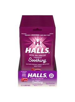 Halls HALLS Throat Soothing (Previously HALLS Breezers) Cool Berry Throat Drops, 12 Bags of 25 Drops (300 Total Drops) 