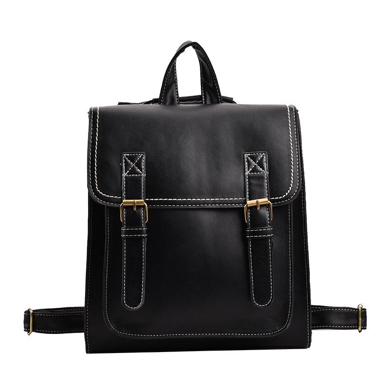 New Retro Backpack Fashion Pu Shoulder Crossbody Bag Trendy College Student Car Stitching Strap Girls' Backpack - Image 1
