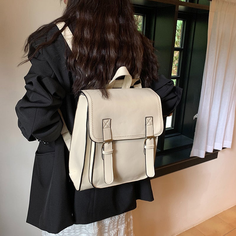 New Retro Backpack Fashion Pu Shoulder Crossbody Bag Trendy College Student Car Stitching Strap Girls' Backpack - Image 5