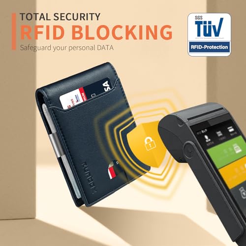 RUNBOX Slim Wallets for Men - Leather Money Clip Mens Wallet - RFID Blocking Front Pocket Bifold Wallet - Thin Credit Card Holder with Gift Box - Image 5