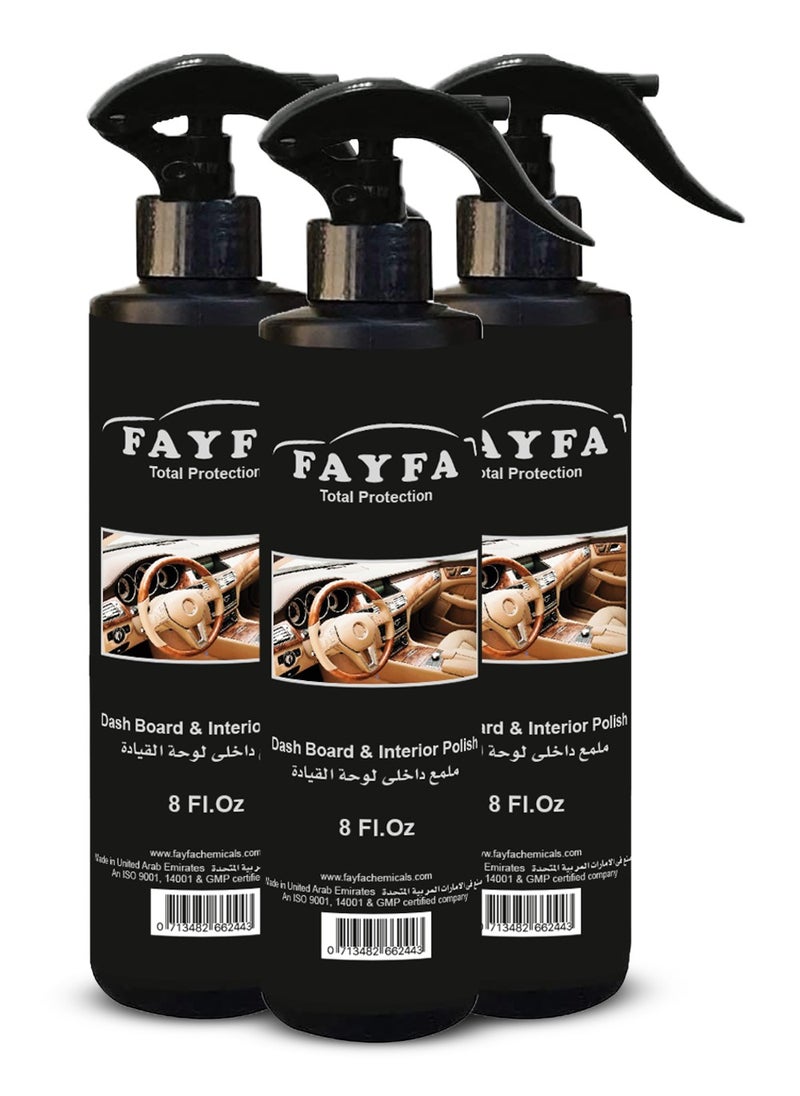 FAYFA - Car Dashboard Cleaner And Interior Polish Spray 8 Fl.oz x 3 - Image 1
