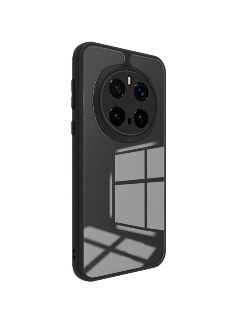 جراب خلفي صلب لهاتف Honor Magic 7 Pro من سلسلة Q، ظهر صلب شفاف وإطار من السيليكون TPU أسود متوافق مع Honor Magic 7 Pro (6.8 بوصة) - شفاف وأسود - Image 2