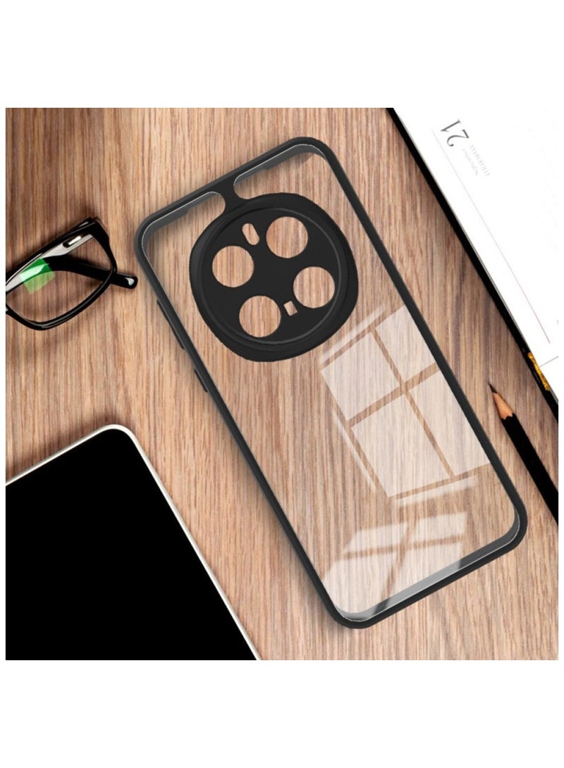 جراب خلفي صلب لهاتف Honor Magic 7 Pro من سلسلة Q، ظهر صلب شفاف وإطار من السيليكون TPU أسود متوافق مع Honor Magic 7 Pro (6.8 بوصة) - شفاف وأسود - Image 5