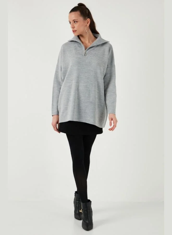 ليلا ليلا سويتر نسائي محبوك مقاس واحد بسحاب نصفي