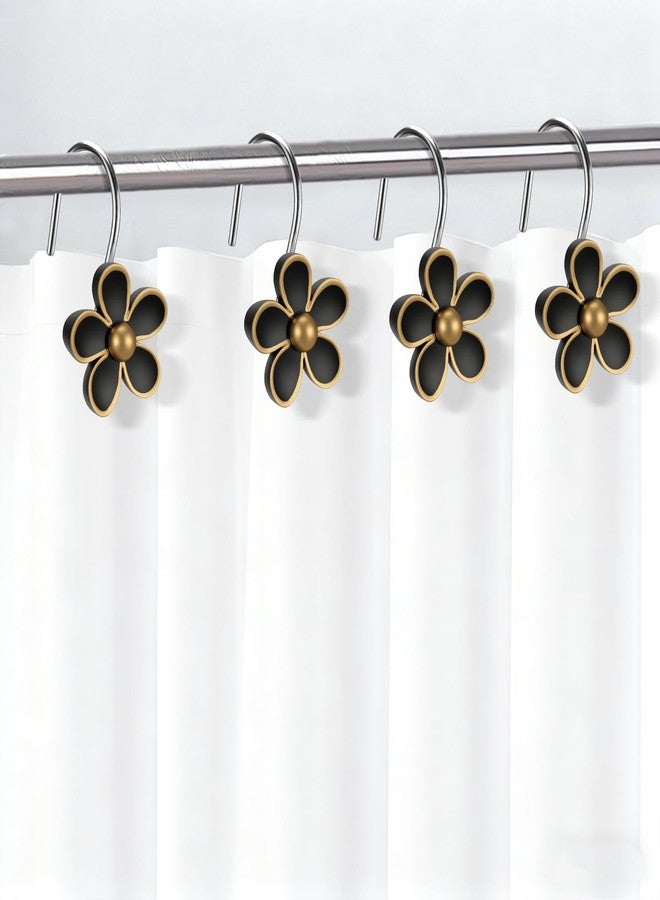 SIMPLE CLEVER HOMES 365 Flower Shower Curtain Hooks, Gold/Black - Image 4