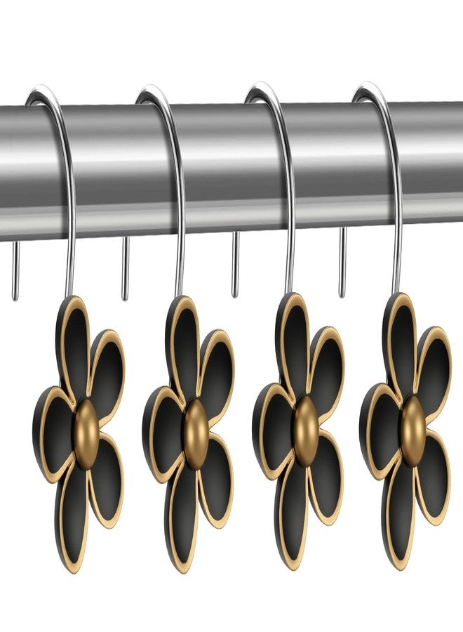 SIMPLE CLEVER HOMES 365 Flower Shower Curtain Hooks, Gold/Black - Image 3