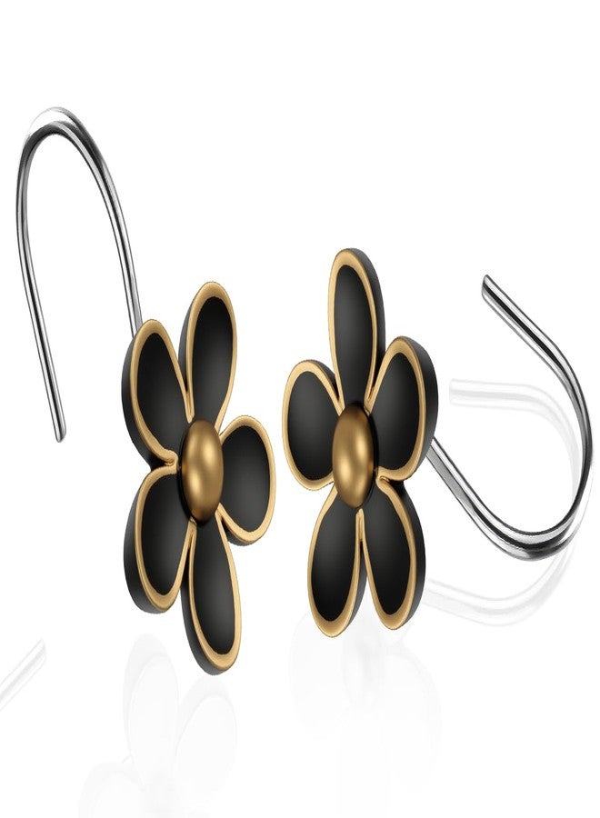 SIMPLE CLEVER HOMES 365 Flower Shower Curtain Hooks, Gold/Black - Image 2