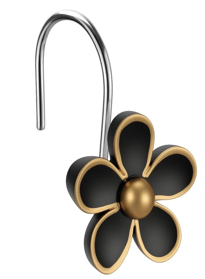 SIMPLE CLEVER HOMES 365 Flower Shower Curtain Hooks, Gold/Black - Image 1