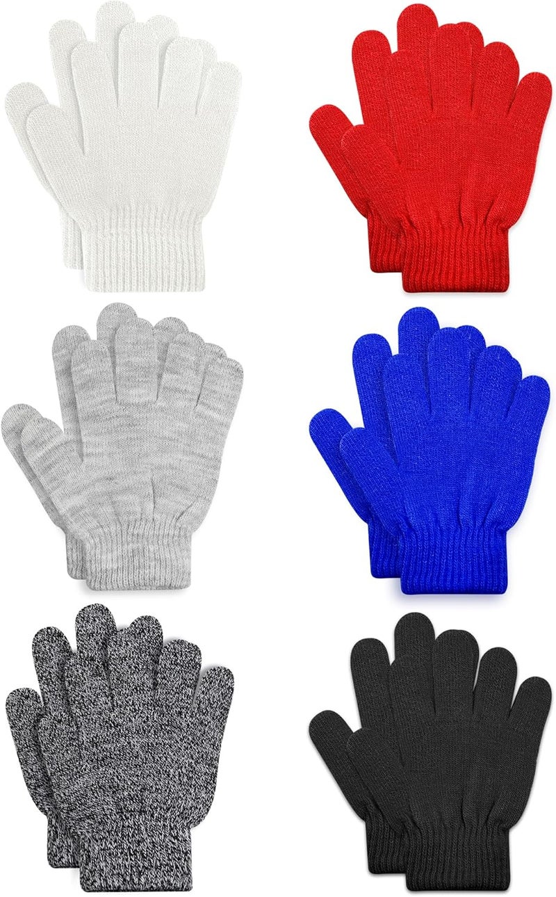 ONESING قفازات صوفية شتوية للأطفال من 3-24 زوج - قفازات بيضاء للأصابع للأولاد والبنات - Image 1