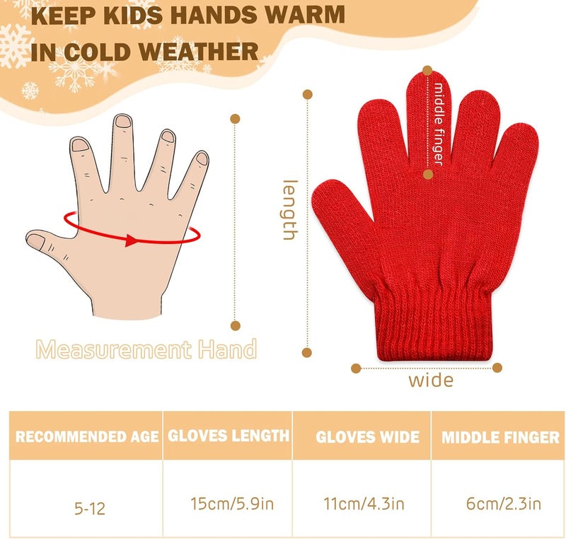 ONESING قفازات صوفية شتوية للأطفال من 3-24 زوج - قفازات بيضاء للأصابع للأولاد والبنات - Image 3