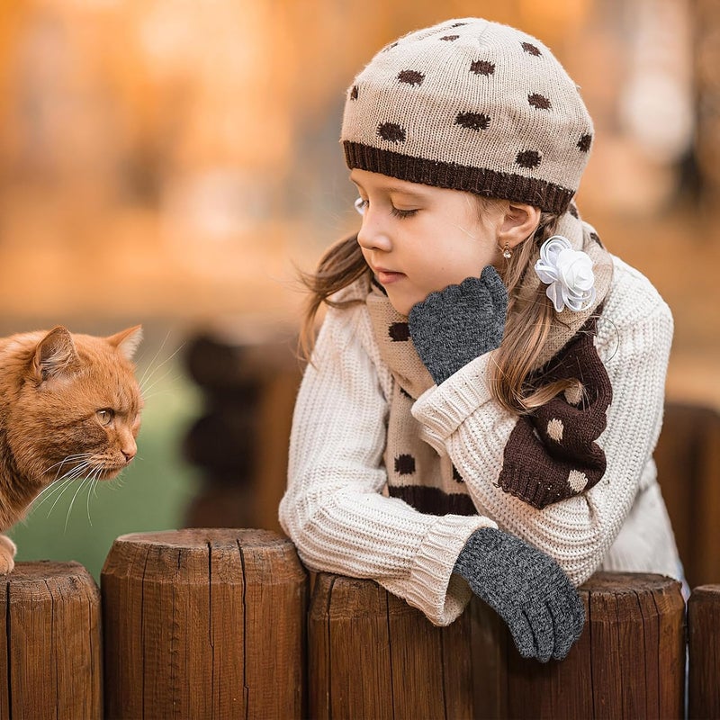 ONESING قفازات صوفية شتوية للأطفال من 3-24 زوج - قفازات بيضاء للأصابع للأولاد والبنات - Image 5