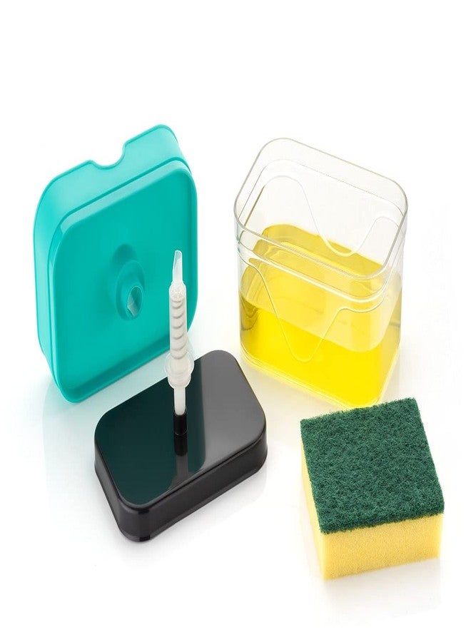 SKORTIX 2 in 1 Plastic Soap Dispenser with Sponge Holder, Dispenser Soap Pump, Liquid Dish wash dispenser set Cleaning, Sink Dishwasher Liquid, Gel, Shampoo. - Image 2