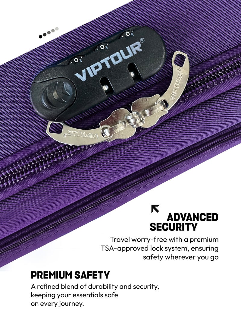 VIPTOUR 4-Piece Luggage Set, Durable Trolley Bag with 2 Wheels, Number Lock & 3-Stage Telescopic Handle - Image 3