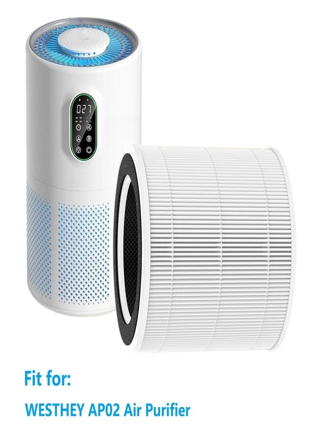 HALIEVE AP02 Replacement Filter Compatible with WESTHEY AP02 Air Purifier 3-in-1 Pre-Filter HEPA & Activated Carbon Filter for Bedroom Home Large Room, 2 Pack - Image 2