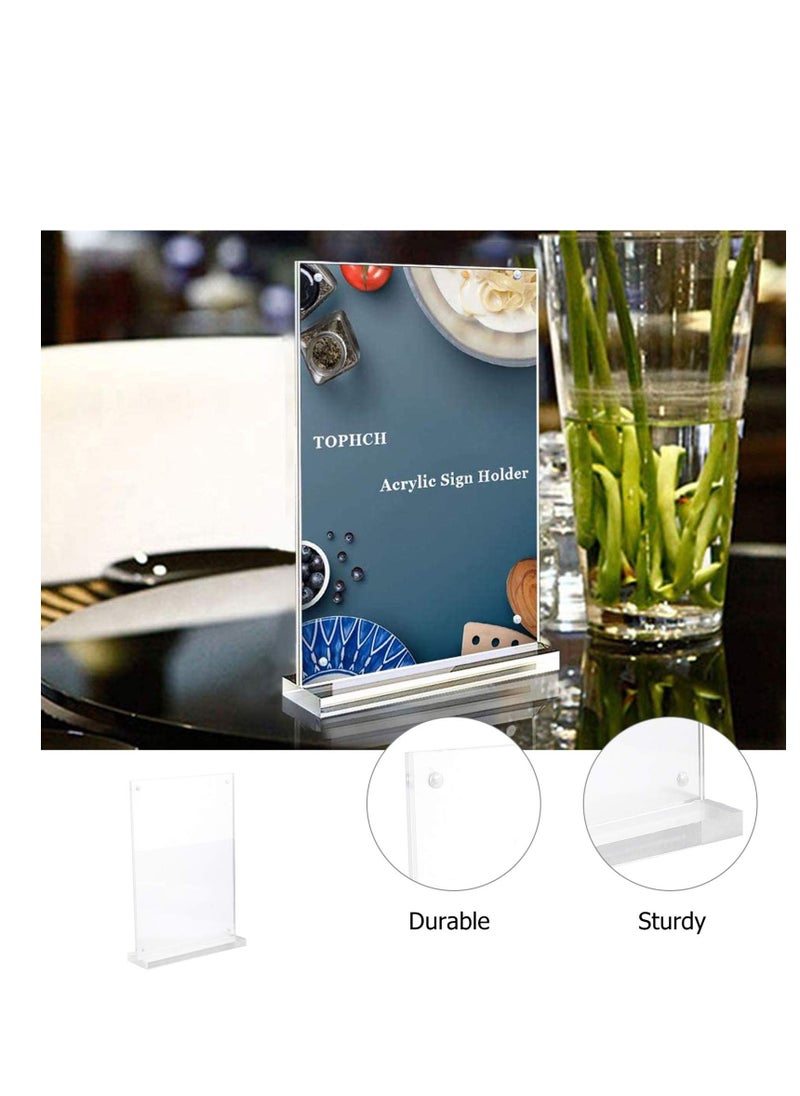 SYOSI - Acrylic Sign Holders T Shape Table Top Menu Display Stand Menu Ad Frame for Restaurants Promotions Photo Frames Classroom Vertical - Image 1