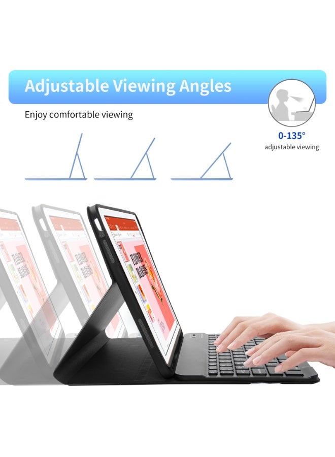 UCHUANG Compatible with iPad 10th 10.9 inch Generation 2022 Keyboard Case, with Arabic Bluetooth Detachable Keyboard, Built in Pencil Holder - Black - Image 5