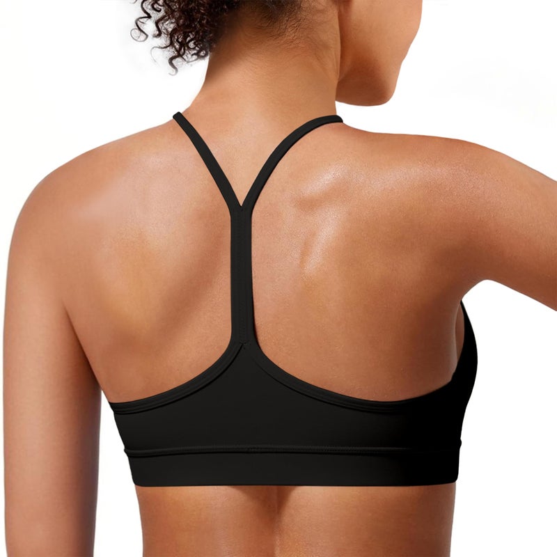 MIRITY Padded Y-Back Sports Bra for Women - Racerback Low ImpactYoga Workout Top with Spaghetti Strap Pack of 3 - Image 3