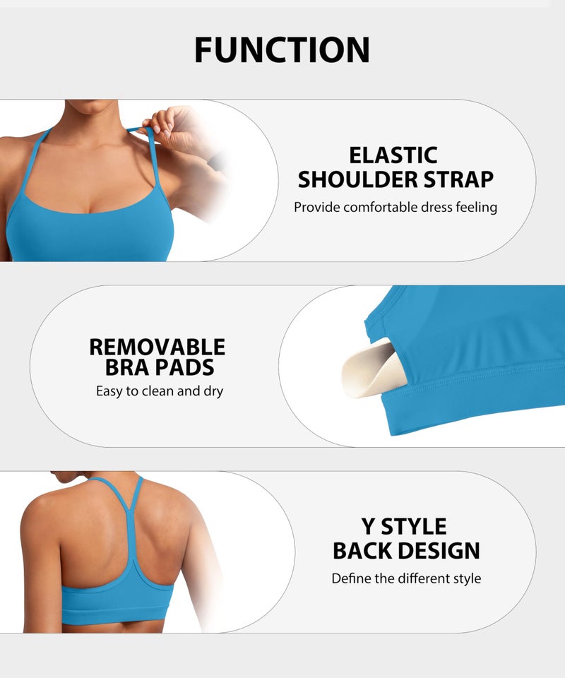 MIRITY Padded Y-Back Sports Bra for Women - Racerback Low ImpactYoga Workout Top with Spaghetti Strap Pack of 3 - Image 5