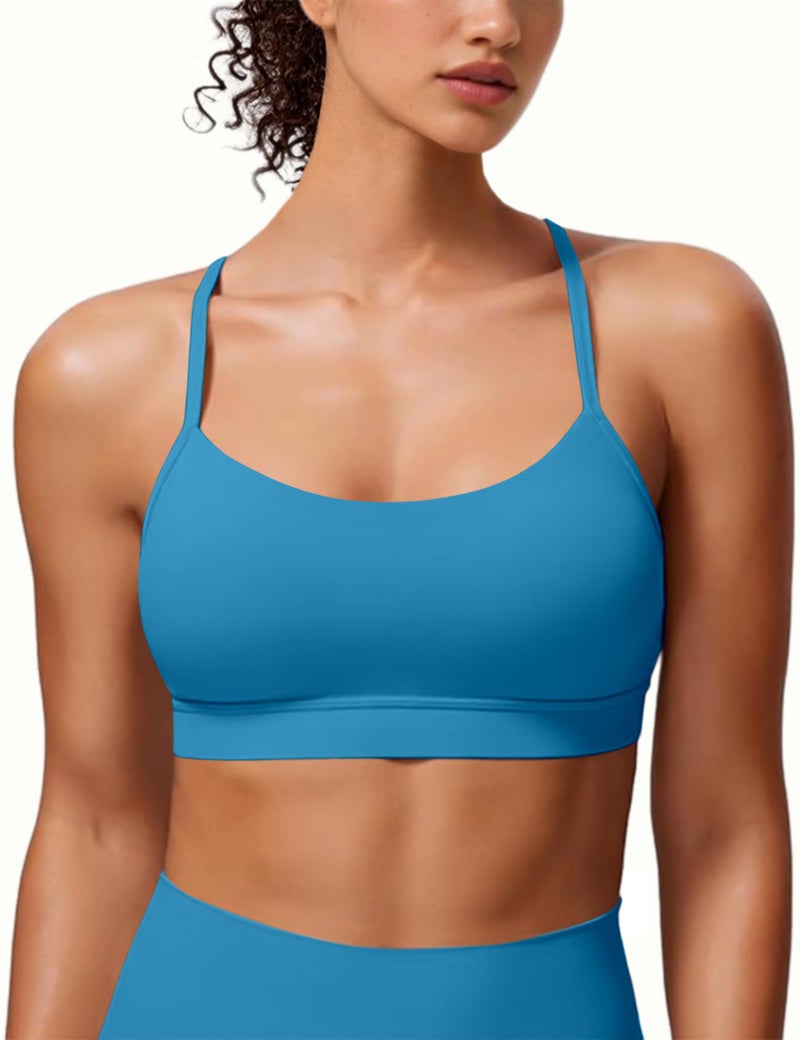 MIRITY Padded Y-Back Sports Bra for Women - Racerback Low ImpactYoga Workout Top with Spaghetti Strap Pack of 3 - Image 2