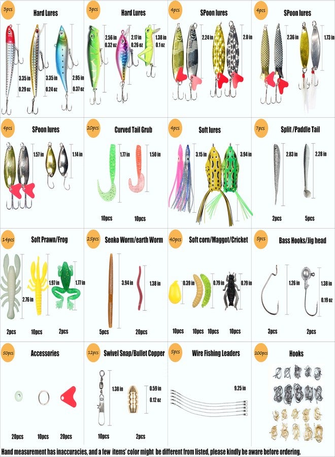 EXAURAFELIS 399pcs Fishing Lures Set Fish Lure kit for Bass Trout Salmon Freshwater Fish tackle kit Including Plastic Shrimp worm bait Spoon grasshopper Crankbait Jigs Hooks fishing gear and equipment - Image 2