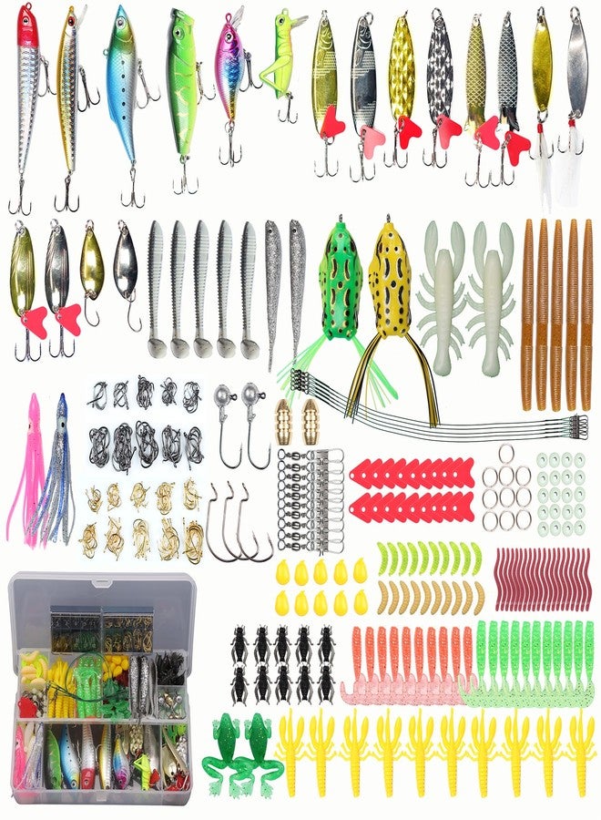 EXAURAFELIS 399pcs Fishing Lures Set Fish Lure kit for Bass Trout Salmon Freshwater Fish tackle kit Including Plastic Shrimp worm bait Spoon grasshopper Crankbait Jigs Hooks fishing gear and equipment - Image 1