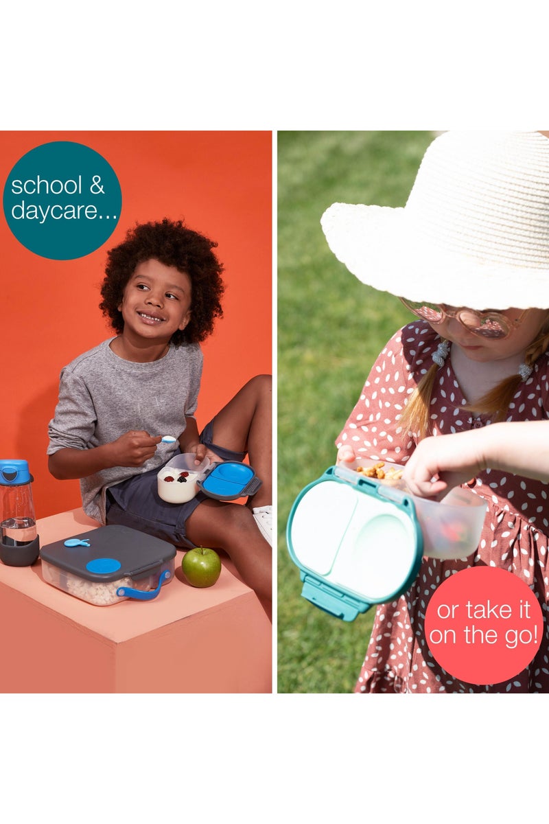 b.box Snack Box with Flexi Whole Fruit Holder | Leakproof Compartments | 1¾ Cups (12 fl oz/350ml) | BPA Free | Easy Open Clip | For Kids & Toddlers - Blue Blaze - Image 4