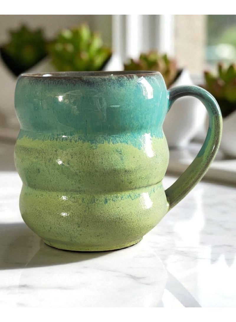 color zone pottery 300ml ceramic and earthenware mug, each piece is unique, microwave safe  - Image 1