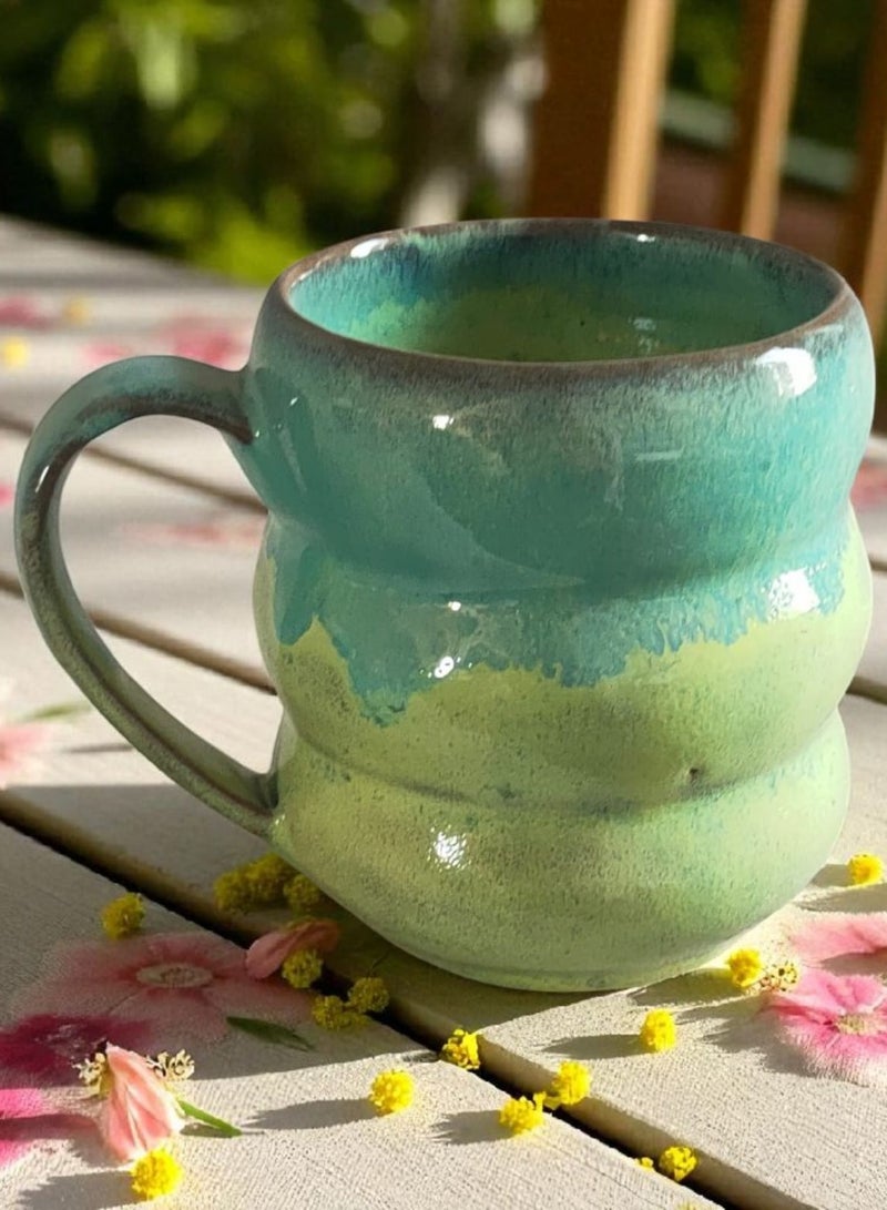 color zone pottery 300ml ceramic and earthenware mug, each piece is unique, microwave safe  - Image 2