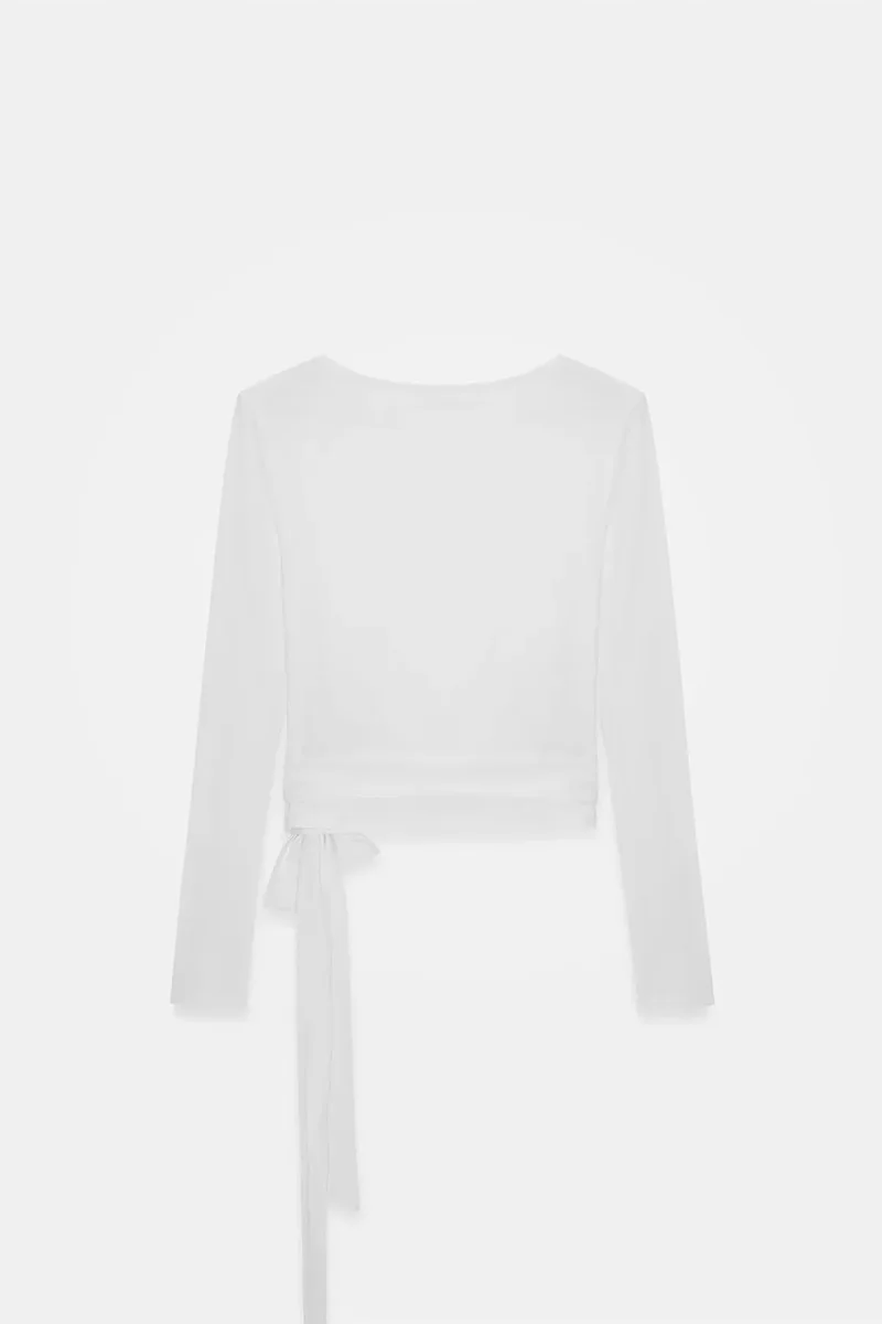 Dilvin White DILVIN Women’s Crop Wrap Blouse With Tie Detail for Women | Best Price UAE