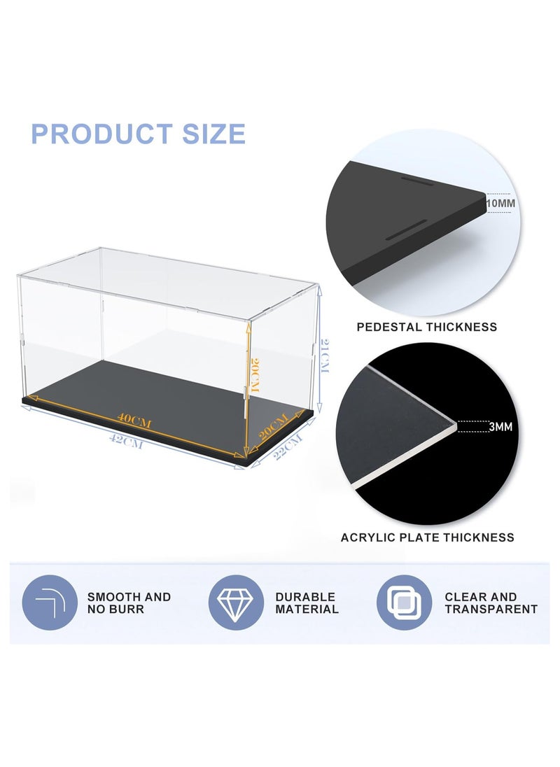 Acrylic Display Case with Black Base, Display Boxes for Collectibles Dustproof Protection Showcase (40x20x20 cm / 15.7x7.9x7.9 inch, Black)