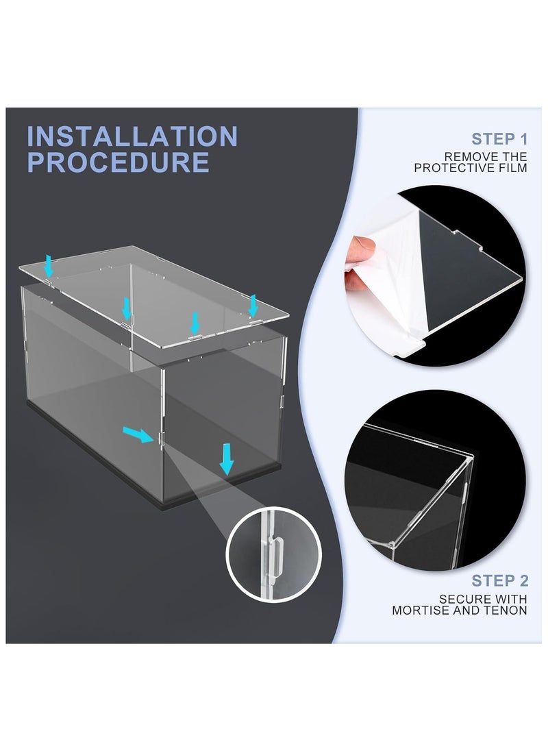 Acrylic Display Case with Black Base, Display Boxes for Collectibles Dustproof Protection Showcase (40x20x20 cm / 15.7x7.9x7.9 inch, Black)