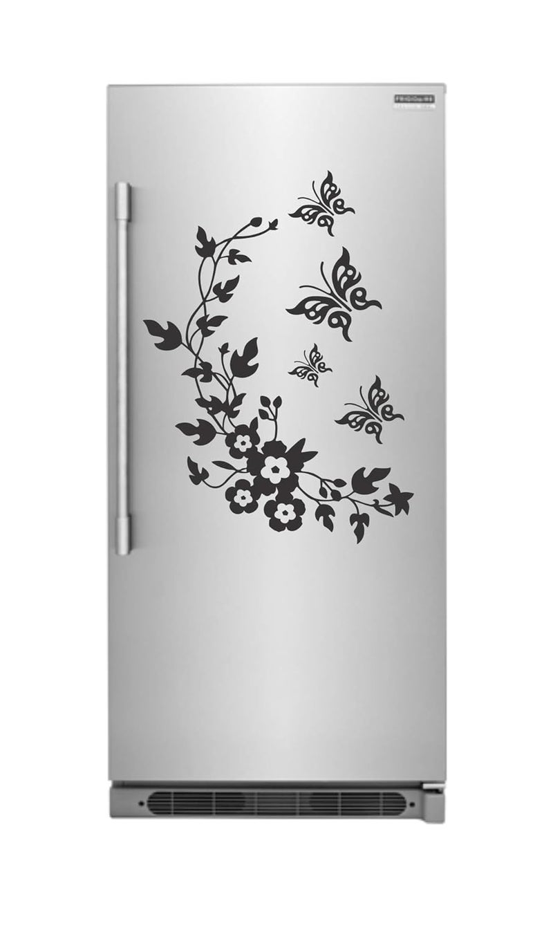 DecorVilla Decor Villa Daisy Butterfly Fridge Sticker Wall Sticker PVC VinylSize 66 cm x 48 cm - Image 1