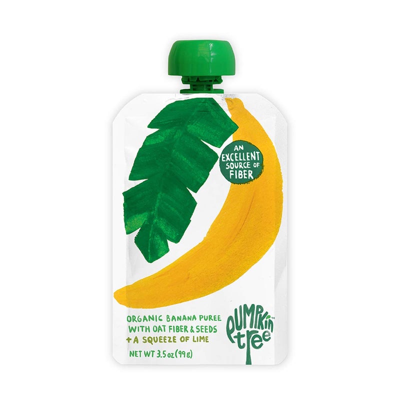 pumpkin tree Organics Fruit Snack Pouch, Banana + Fiber + a Squeeze of Lime, 3.5 oz. (Pack of 10) - Image 1