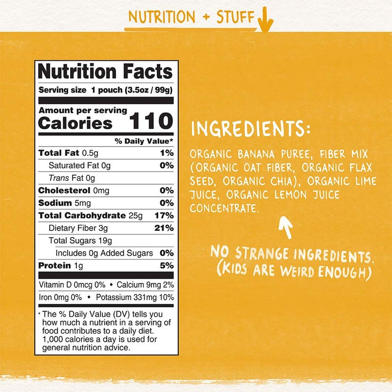 pumpkin tree Organics Fruit Snack Pouch, Banana + Fiber + a Squeeze of Lime, 3.5 oz. (Pack of 10) - Image 3