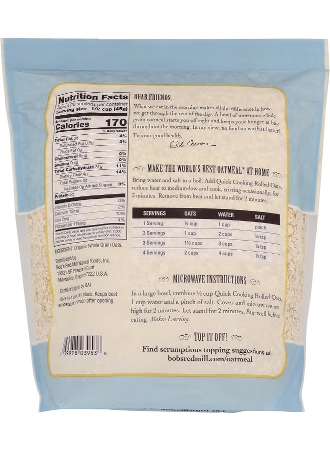 Bob's Red Mill Bob's Red Mill Organic Oats Rolled Quick, 32 Ounce  - Image 2