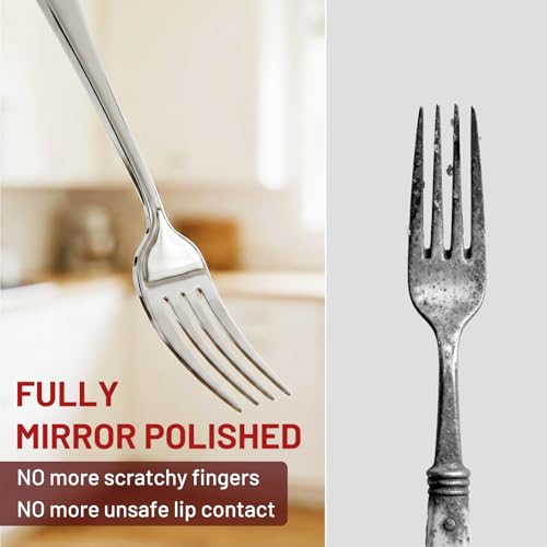 KIKCOIN 60 Pack Silverware Set for 12, Heavy Duty Stainless Steel Flatware Set, Mirror Polished Cutlery Utensils Set Includes Forks and Spoons Set for Home Kitchen Restaurant Wedding - Image 3