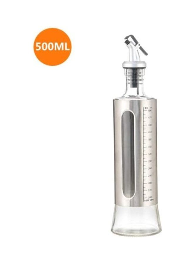 Olive Oil and Vinigar Dispenser with Lever Release Pourer Silver/Black  - Image 1